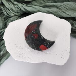 Large African Bloodstone Moon Crystal Carving